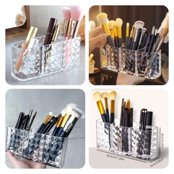 Crystal-Cut Acrylic Makeup Brush Holder